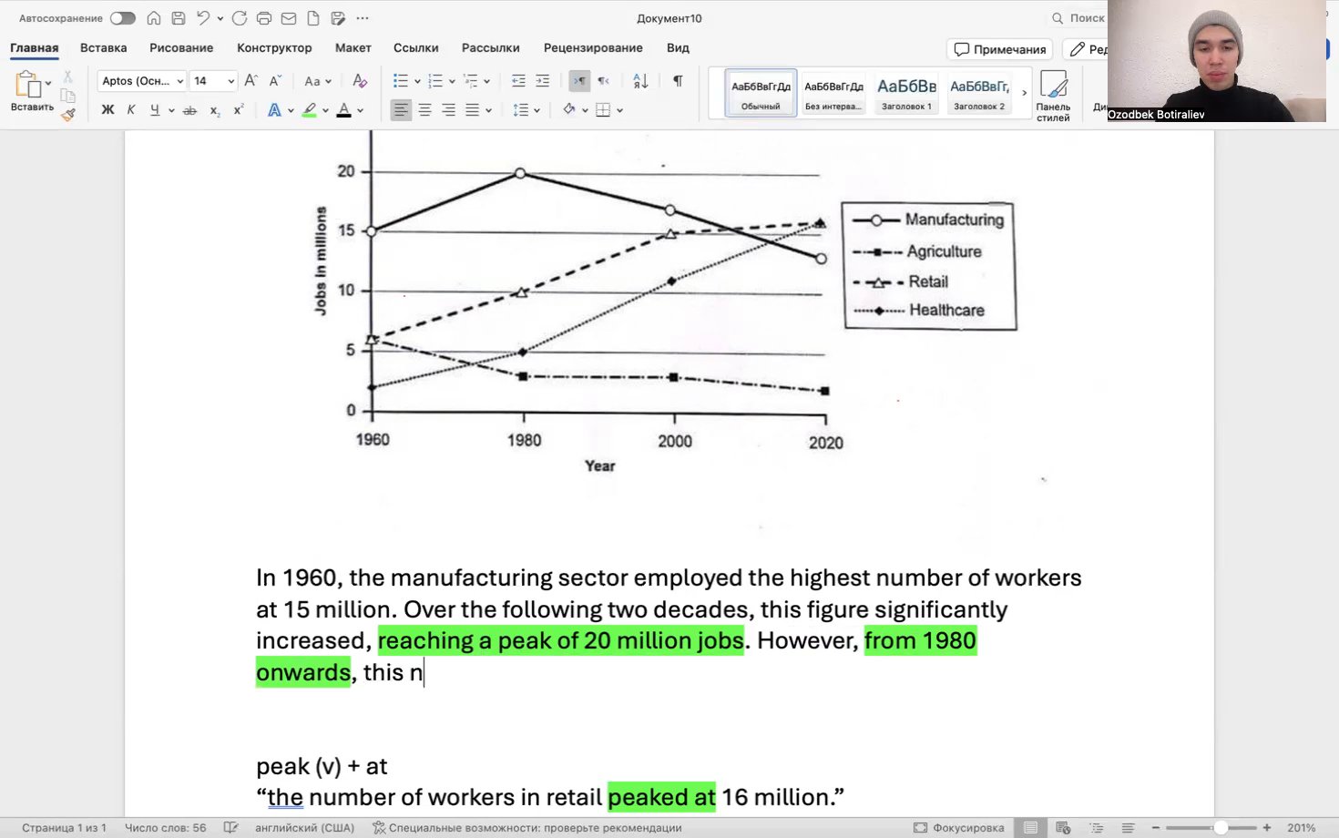 How to select and report the main features. Task 1. Line graph